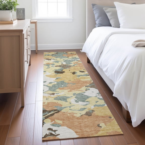 Addison Rugs Chantille Indoor/Outdoor Transitional Abstract Gold Machine Washable Runner Rug, 2'3" x 7'6"