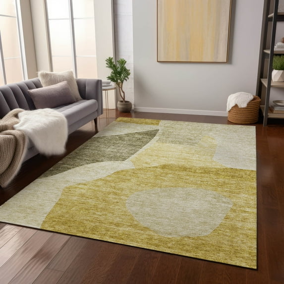 Addison Rugs Chantille Indoor/Outdoor Transitional Abstract Gold Washable Rectangle Rug, 2'6" x 3'10"
