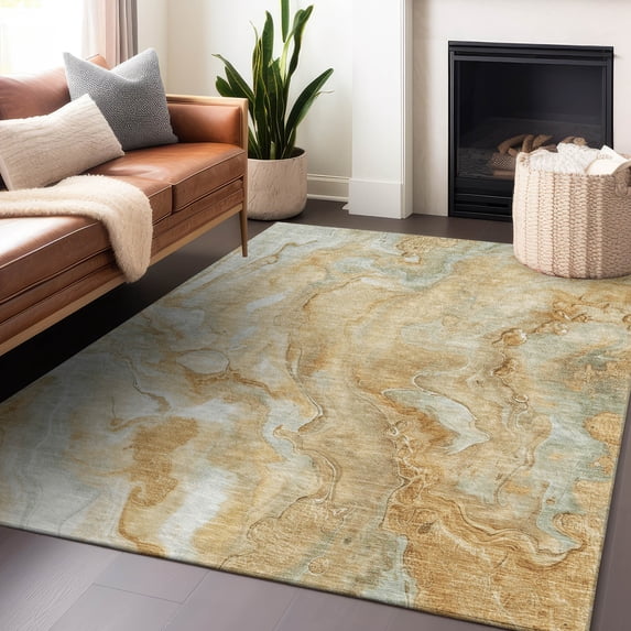 Addison Rugs Chantille Indoor/Outdoor Transitional Abstract Gold Washable Rectangle Rug, 3' x 5'