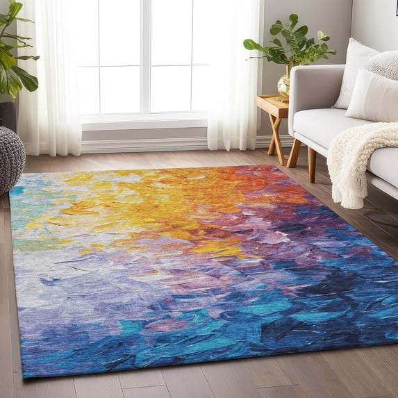 Addison Rugs Chantille Indoor/Outdoor Transitional Abstract Gold Washable Rectangle Rug, 5' x 7'6"