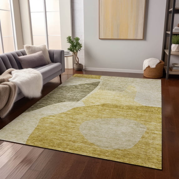 Addison Rugs Chantille Indoor/Outdoor Transitional Abstract Gold Washable Rectangle Rug, 5' x 7'6"