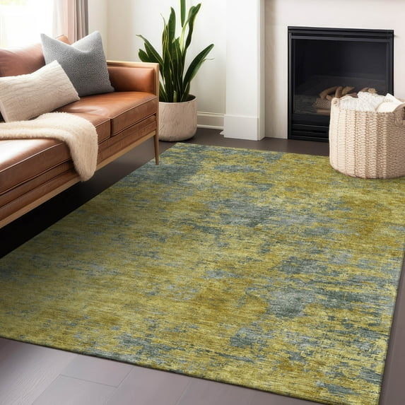 Addison Rugs Chantille Indoor/Outdoor Transitional Abstract Gold Washable Rectangle Rug, 9' x 12'