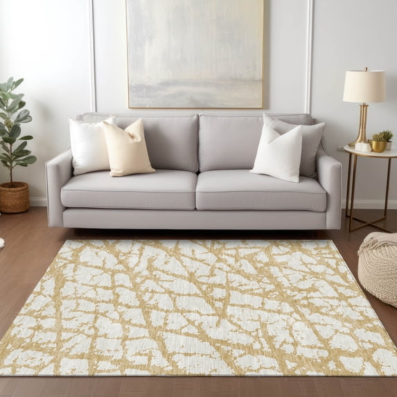 Addison Rugs Chantille Indoor/Outdoor Transitional Abstract Gold Washable Rectangle Rug, 9' x 12'