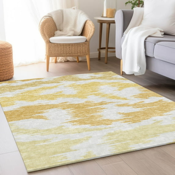 Addison Rugs Chantille Indoor/Outdoor Transitional Abstract Gold Washable Rectangle Rug, 9' x 12'