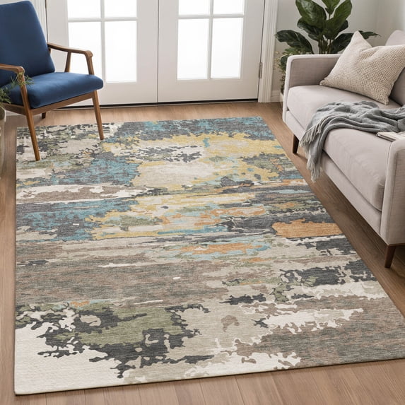 Addison Rugs Chantille Indoor/Outdoor Transitional Abstract Gray Machine Washable Rectangle Rug, 5' x 7'6"
