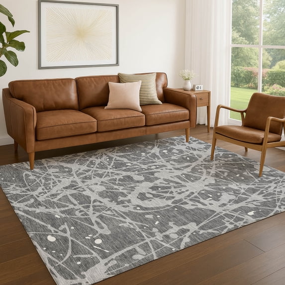 Addison Rugs Chantille Indoor/Outdoor Transitional Abstract Gray Machine Washable Rectangle Rug, 8' x 10'