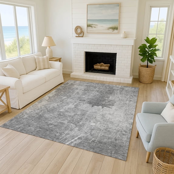 Addison Rugs Chantille Indoor/Outdoor Transitional Abstract Gray Machine Washable Rectangle Rug, 8' x 10'