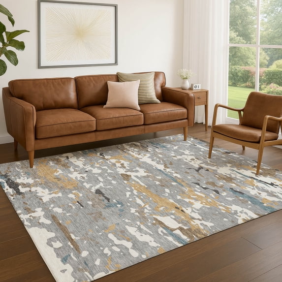 Addison Rugs Chantille Indoor/Outdoor Transitional Abstract Gray Machine Washable Rectangle Rug, 9' x 12'
