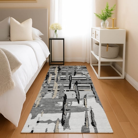 Addison Rugs Chantille Indoor/Outdoor Transitional Abstract Gray Machine Washable Runner Rug, 2'3" x 7'6"