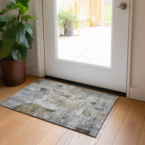 Addison Rugs Chantille Indoor/Outdoor Transitional Abstract Gray Washable Rectangle Rug, 1'8" x 2'6"