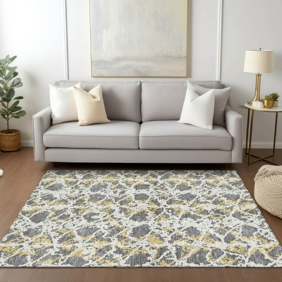 Addison Rugs Chantille Indoor/Outdoor Transitional Abstract Gray Washable Rectangle Rug, 5' x 7'6"