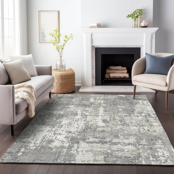 Addison Rugs Chantille Indoor/Outdoor Transitional Abstract Gray Washable Rectangle Rug, 8' x 10'
