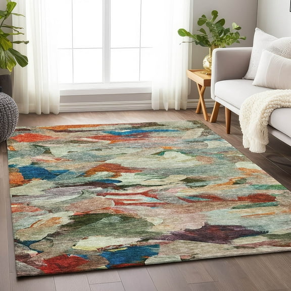 Addison Rugs Chantille Indoor/Outdoor Transitional Abstract Green Washable Rectangle Rug, 10' x 14'