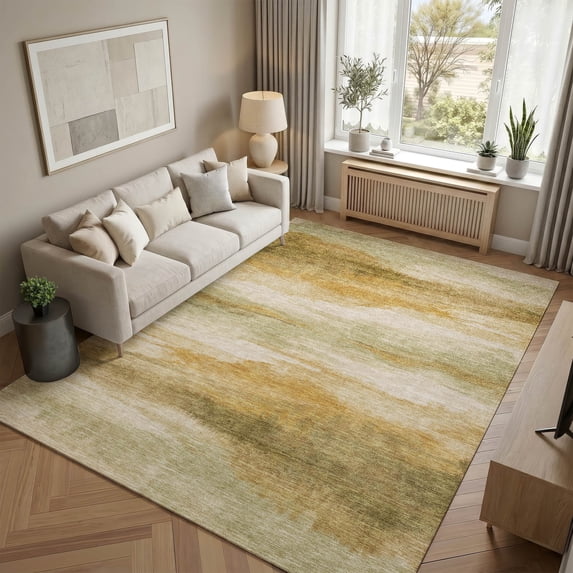 Addison Rugs Chantille Indoor/Outdoor Transitional Abstract Honey Machine Washable Rectangle Rug, 5' x 7'6"