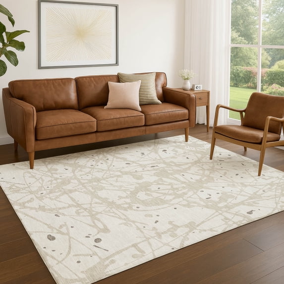 Addison Rugs Chantille Indoor/Outdoor Transitional Abstract Ivory Machine Washable Rectangle Rug, 10' x 14'