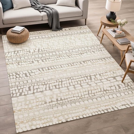 Addison Rugs Chantille Indoor/Outdoor Transitional Abstract Ivory Machine Washable Rectangle Rug, 10' x 14'