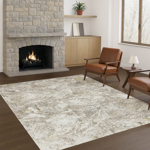 Addison Rugs Chantille Indoor/Outdoor Transitional Abstract Ivory Machine Washable Rectangle Rug, 5' x 7'6"