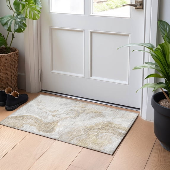 Addison Rugs Chantille Indoor/Outdoor Transitional Abstract Ivory Washable Rectangle Rug, 1'8" x 2'6"