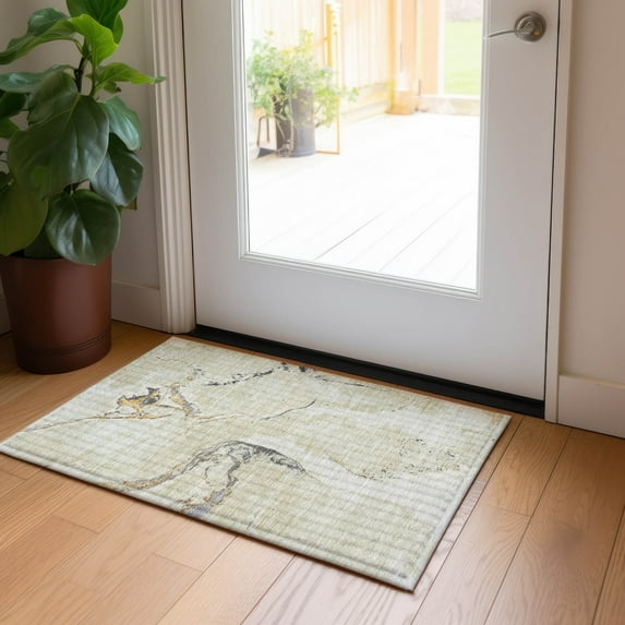 Addison Rugs Chantille Indoor/Outdoor Transitional Abstract Ivory Washable Rectangle Rug, 1'8" x 2'6"