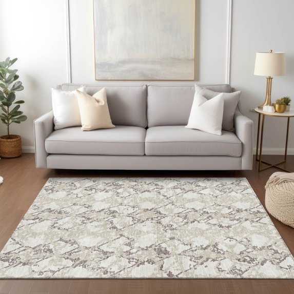 Addison Rugs Chantille Indoor/Outdoor Transitional Abstract Ivory Washable Rectangle Rug, 10' x 14'