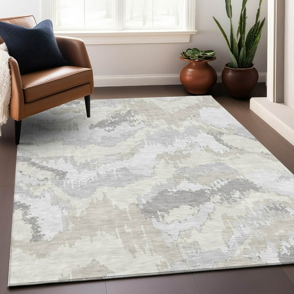 Addison Rugs Chantille Indoor/Outdoor Transitional Abstract Ivory Washable Rectangle Rug, 3' x 5'