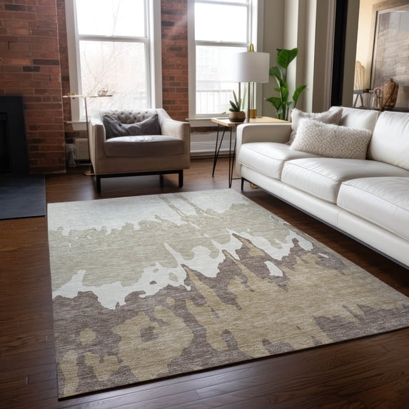 Addison Rugs Chantille Indoor/Outdoor Transitional Abstract Ivory Washable Rectangle Rug, 8' x 10'