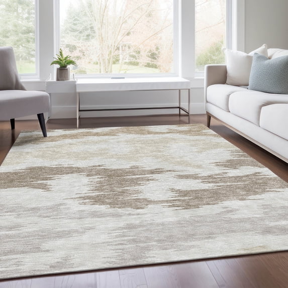 Addison Rugs Chantille Indoor/Outdoor Transitional Abstract Ivory Washable Rectangle Rug, 9' x 12'