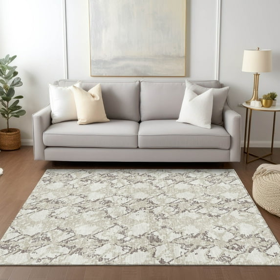 Addison Rugs Chantille Indoor/Outdoor Transitional Abstract Ivory Washable Rectangle Rug, 9' x 12'