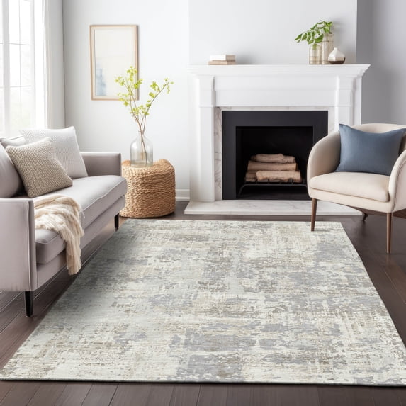 Addison Rugs Chantille Indoor/Outdoor Transitional Abstract Ivory Washable Rectangle Rug, 9' x 12'