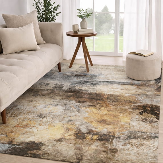 Addison Rugs Chantille Indoor/Outdoor Transitional Abstract Khaki Machine Washable Rectangle Rug, 10' x 14'