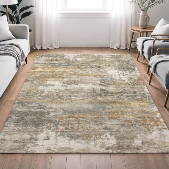Addison Rugs Chantille Indoor/Outdoor Transitional Abstract Khaki Machine Washable Rectangle Rug, 3' x 5'