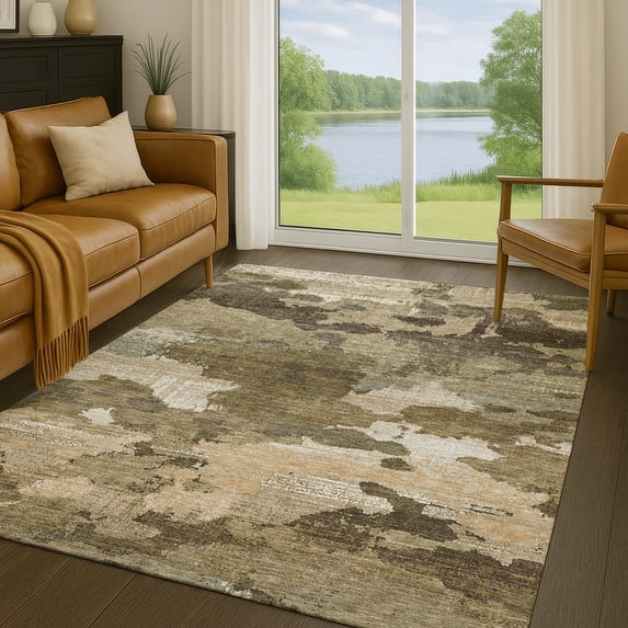 Addison Rugs Chantille Indoor/Outdoor Transitional Abstract Khaki Machine Washable Rectangle Rug, 3' x 5'