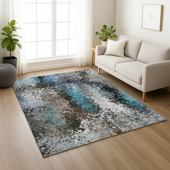 Addison Rugs Chantille Indoor/Outdoor Transitional Abstract Khaki Machine Washable Rectangle Rug, 8' x 10'