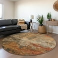 thumbnail image 1 of Addison Rugs Chantille Indoor/Outdoor Transitional Abstract Khaki Washable Round Rug, 8' x 8', 1 of 6