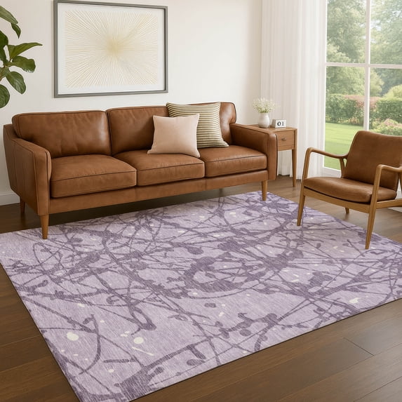 Addison Rugs Chantille Indoor/Outdoor Transitional Abstract Lavender Machine Washable Rectangle Rug, 9' x 12'