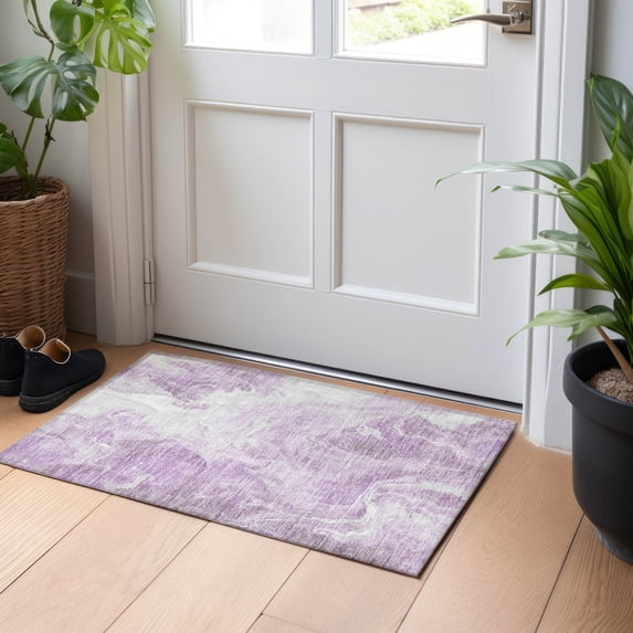 Addison Rugs Chantille Indoor/Outdoor Transitional Abstract Lavender Washable Rectangle Rug, 1'8" x 2'6"