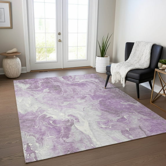 Addison Rugs Chantille Indoor/Outdoor Transitional Abstract Lavender Washable Rectangle Rug, 8' x 10'
