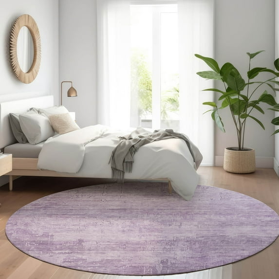 Addison Rugs Chantille Indoor/Outdoor Transitional Abstract Lavender Washable Round Rug, 8' x 8'