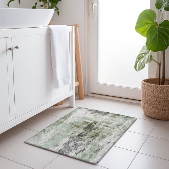 Addison Rugs Chantille Indoor/Outdoor Transitional Abstract Mint Washable Rectangle Rug, 1'8" x 2'6"