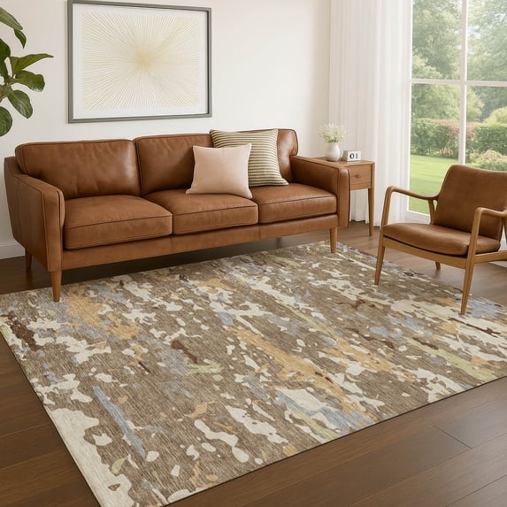 Addison Rugs Chantille Indoor/Outdoor Transitional Abstract Mocha Machine Washable Rectangle Rug, 9' x 12'