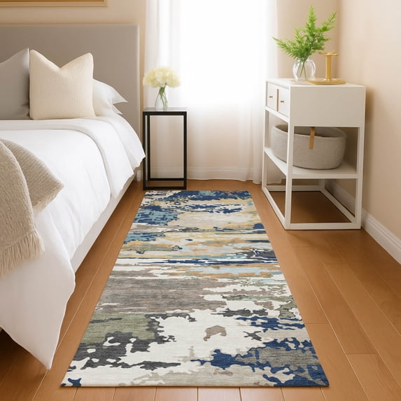 Addison Rugs Chantille Indoor/Outdoor Transitional Abstract Navy Machine Washable Runner Rug, 2'3" x 7'6"