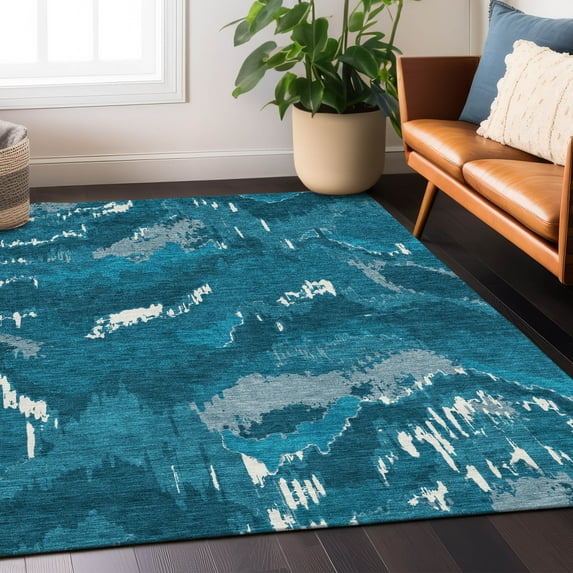 Addison Rugs Chantille Indoor/Outdoor Transitional Abstract Navy Washable Rectangle Rug, 10' x 14'