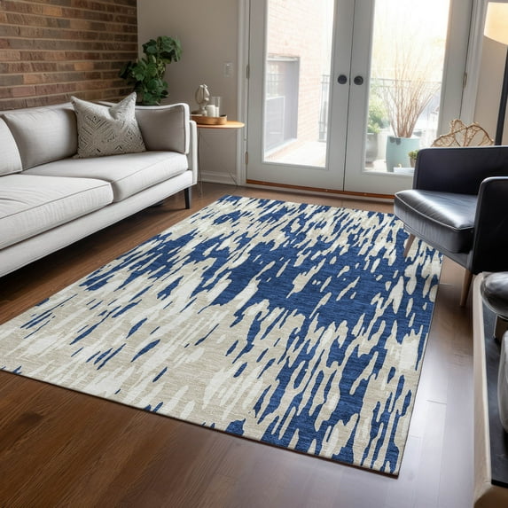 Addison Rugs Chantille Indoor/Outdoor Transitional Abstract Navy Washable Rectangle Rug, 2'6" x 3'10"