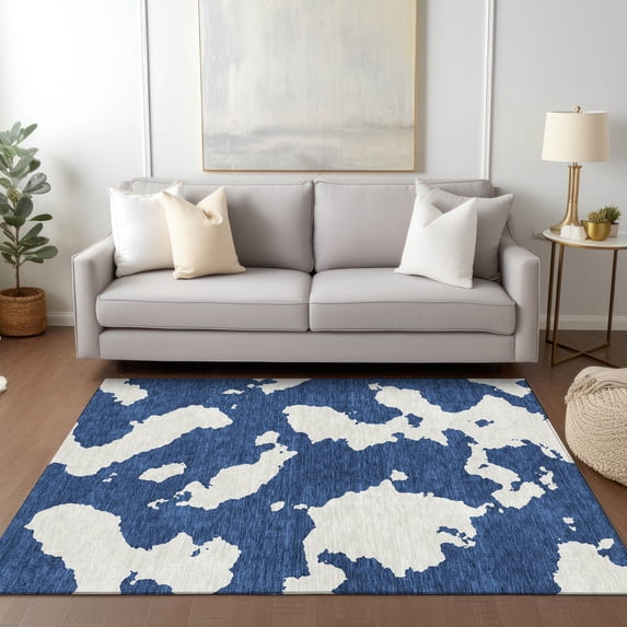 Addison Rugs Chantille Indoor/Outdoor Transitional Abstract Navy Washable Rectangle Rug, 2'6" x 3'10"