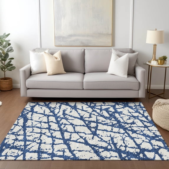 Addison Rugs Chantille Indoor/Outdoor Transitional Abstract Navy Washable Rectangle Rug, 9' x 12'