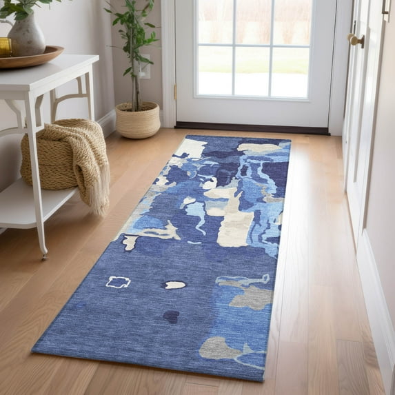 Addison Rugs Chantille Indoor/Outdoor Transitional Abstract Navy Washable Runner Rug, 2'3" x 7'6"