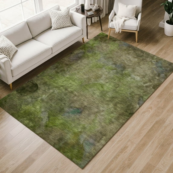 Addison Rugs Chantille Indoor/Outdoor Transitional Abstract Olive Machine Washable Rectangle Rug, 9' x 12'