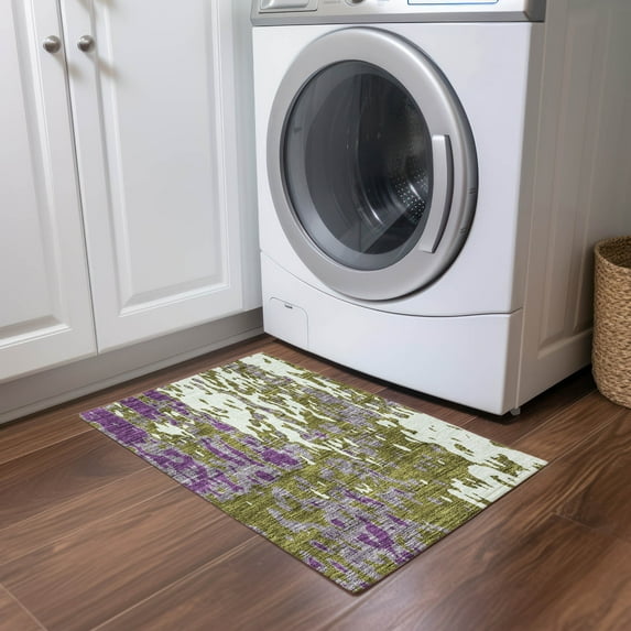 Addison Rugs Chantille Indoor/Outdoor Transitional Abstract Olive Washable Rectangle Rug, 1'8" x 2'6"