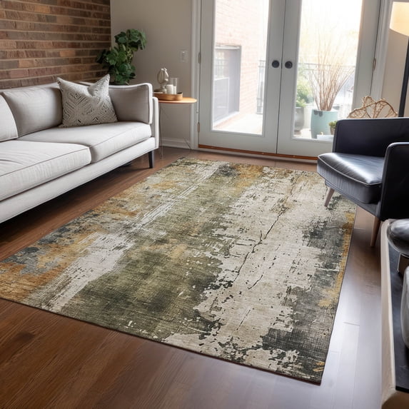 Addison Rugs Chantille Indoor/Outdoor Transitional Abstract Olive Washable Rectangle Rug, 3' x 5'