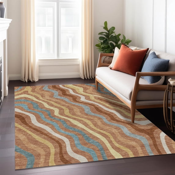 Addison Rugs Chantille Indoor/Outdoor Transitional Abstract Paprika Machine Washable Rectangle Rug, 3' x 5'